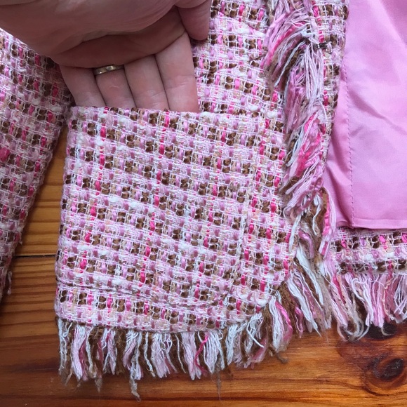 Aqua Pink Tweed Fringe Jacket, EUC, S - Picture 6 of 14